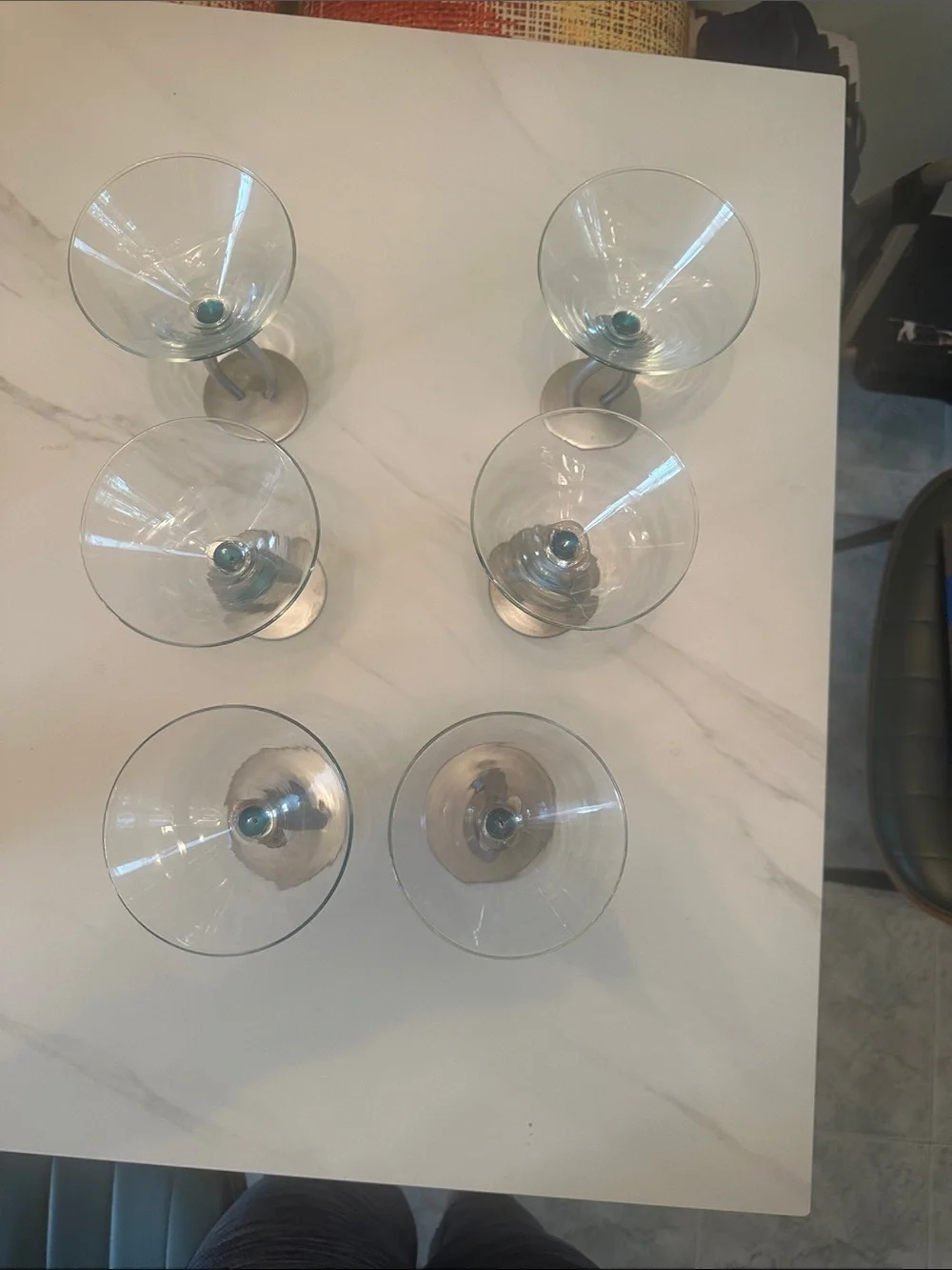 Brushed Silver Stem Martini Glasses - Set of 6